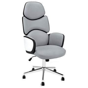 Office Chair, Swivel, Ergonomic, Armrests, Work, Metal, White, Grey