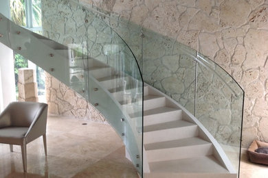 Curved Glass Railing, Custom Curved Glass Stair