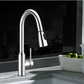 Prosper Single Control Dual Function Spray Stainless Steel Kitchen Faucet