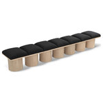 Meridian Furniture - Pavilion Black Boucle Fabric Bench, Black, Natural Finish, 126" W X 15.5" D X 17.5" H - Bring valuable seating and remarkable style to your space with this black Pavilion boucle fabric bench, an exquisite balance of style and usability for the entryway, bedroom, and beyond. Crafted from oak veneer with a natural finish, this bench has a 4-inch-thick seat cushion that's channel-tufted for a touch of luxury. The bench's columnar bases add a dash of art deco design, making it a captivating focal point in any room.