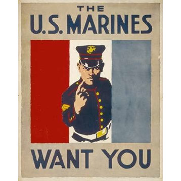 The U.S. Marines Want You  1914/1918 Poster Print by Charles Buckles Falls (8 x