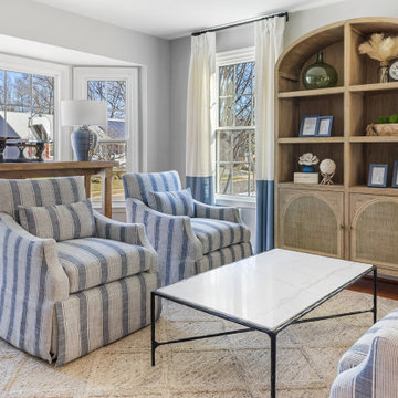 Blue Living Room with 2 Gathering Areas