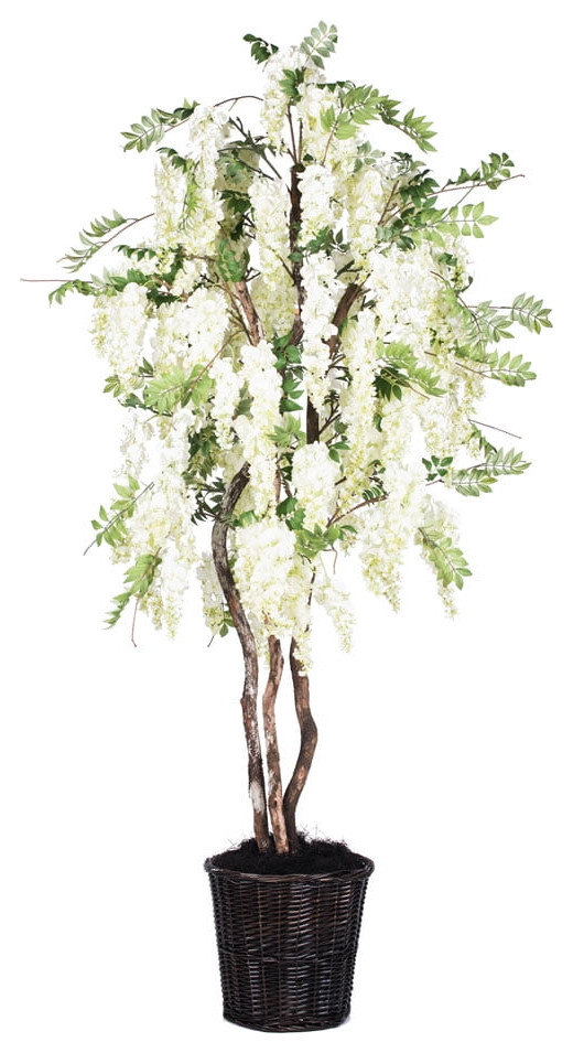 Vickerman 4' Artificial Green Smilax Extra Full Set in Rattan Basket
