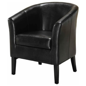 Pemberly Row 19.75" Contemporary Faux Leather Barrel Club Chair in Black