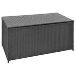 vidaXL - vidaXL Outdoor Storage Deck Box Chest for Patio Cushions Garden Tools Black - This PE rattan garden storage chest will be ideal for storing blankets, pillows, cushions, toys, books and other items lying around in the garden or on the patio.This storage chest has a lining, which makes it an ideal storage solution for your patio furniture cushions and all manner of other objects. Thanks to the weather- and PE rattan, the storage box is easy to clean, hard-wearing and suitable for daily outdoor use.The chest has a sturdy, powder-coated steel frame, which is highly durable. The polyester lining will protect the contents from moisture.Note: Please cover the pillow box with waterproof cloth/material to prevent rain from entering the box if it rains.