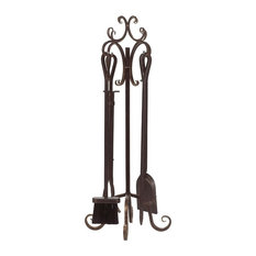 Panacea Scrollwork Fireplace Tool Set, 5-Piece, Brushed Bronze