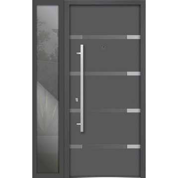 Exterior Prehung Door 48 x 80 / Deux 1105 Gray Graphite, Right in