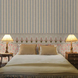 Kusum: Indian Floral Jharokha and Stripes Design Wallpaper - Wallpaper