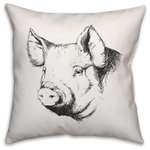 DDCG - Farmhouse Pig Sketch 18x18 Throw Pillow - With a touch of rustic, a dash of industrial, and a pinch of modern elegance, this throw pillow helps you create a warm and welcoming space in your home. The durable fabric of this item ensures it lasts a long time in your home. The result is a quality crafted product that makes for a stylish addition to your home.