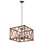 CWI Lighting - Marini 4 Light Chandelier With Wood Grain Brown Finish - This Marini 4 Light Chandelier is designed with a hardy but sophisticated look. This drum shade chandelier features an adjustable chain holding a black candelabra frame housed inside a cage-like box shade in wood grain brown finish. This light source is the cozy accent that will bring light and warmth not just to modern farmhouse interiors but also to contemporary spaces. Feel confident with your purchase and rest assured. This fixture comes with a one year warranty against manufacturers defects to give you peace of mind that your product will be in perfect condition.