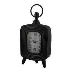 17 in. x 8 in. Traditional Rustic Iron Old London Table Clock - Desk And Mantel Clocks