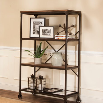 Sunset Trading Rustic Elm Industrial 3 Shelf Bookcase