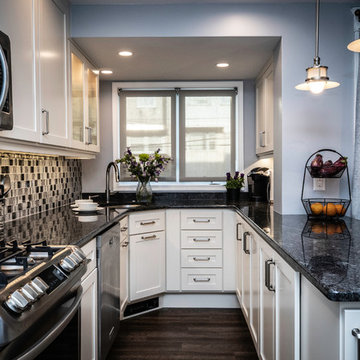 Transitional Kitchen Remodel | White Shaker Cabinets & Mosaic Tile Accents