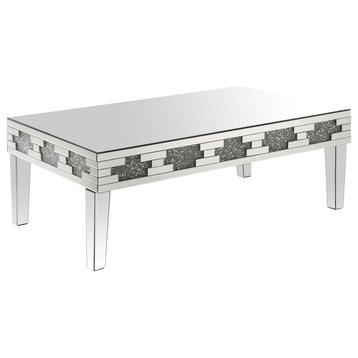 Noralie Coffee Table, Mirrored and Faux Stones