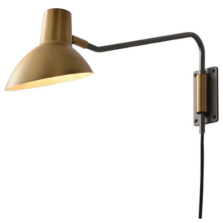 Swing Wall Light - Brushed Brass, Plug-in, Dimmer Switch