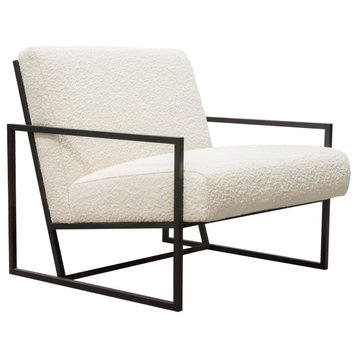Luxe Accent Chair, Bone Boucle Textured Fabric With Black Powder Coat Frame