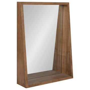 Hutton Wood Framed Wall Mirror with Shelf, Rustic Brown 18x24