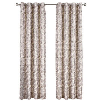 Catalina 2PC Jacquard Grommet Curtains, Olive, 108"x120", Set of 2