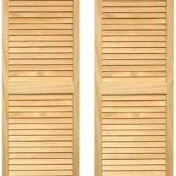Pinecroft - Pinecroft Shutters. 15 in. x 59 in. Unfinished Louvered Shutters Pair SHL59 - Window Blinds