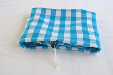 TableSnugg Drawstring Tablecloth - Aqua Gingham