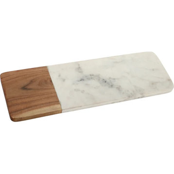 Chop-N-Slice 18.5 in. x 6 in. Rectangle Marble and Wood Cutting Board