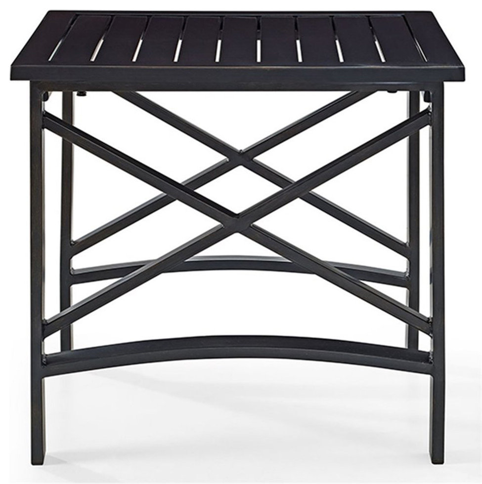 Crosley Furniture Kaplan Metal Patio End Table in Oil Rubbed Bronze ...