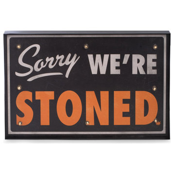 "Sorry We'Re Stoned" Metal Sign, Led Lighted, Wall Mountable