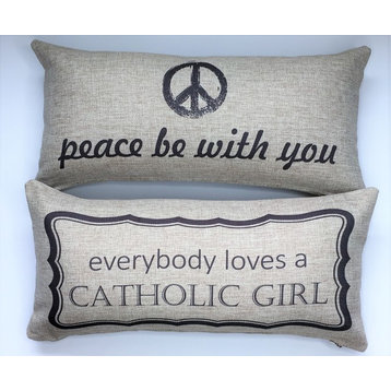 Catholic Girl/Peace Be With You Pillow Baptism First Communion Confirmation