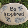 Garden Stone With Saying "Be Inspired", Bee Decorative Accent