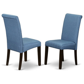 Atlin Designs 42" Wood Dining Chairs in Cappuccino/Blue (Set of 2)
