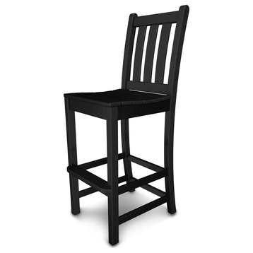 Polywood Traditional Garden Bar Side Chair, Black