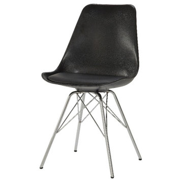 Coaster Armless Faux Leather Dining Chairs in Black