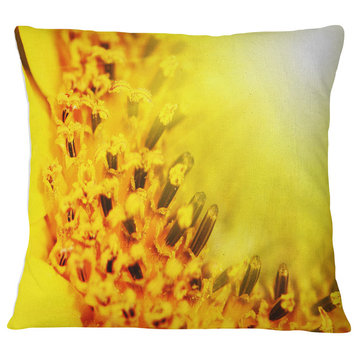 Bright Yellow Sunflower Close Up Floral Throw Pillow, 16"x16"
