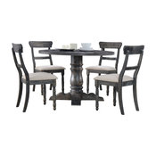Selena Round Transitional 5-Piece Dinette Set, Weathered Gray