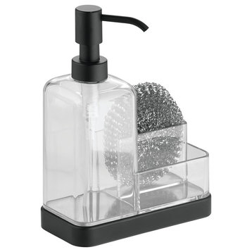 iDesign Forma 2 Soap and Sponge Caddy, Matte Black and Clear