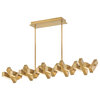 Stitch LED Linear Chandelier, Lacquered Brass