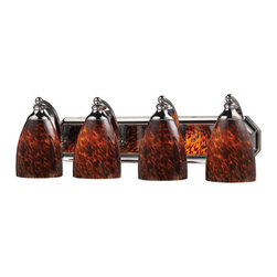 Elk Lighting - Elk Lighting 570-4C-ES 4 Light Vanity in Polished Chrome & Espresso Glass - Bathroom Vanity Lighting