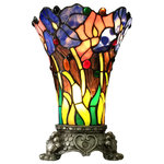CHLOE Lighting - CHLOE Lighting BROOK Floral 1-Light Antique Brass Table Lamp 11" - BROOK, a Floral style 1 light table lamp features a unique look with an antique bronze finish. Hand crafted from over 210 pieces of art glass and 32 glass beads. Main colors are purple and green. Handcrafted using the same techniques that were developed by Louis Comfort Tiffany in the early 1900s, this beautiful Tiffany-style piece contains hand-cut pieces of stained glass, each wrapped in fine copper foil.