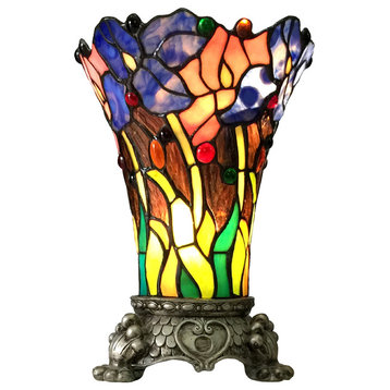 CHLOE Lighting BROOK Floral 1-Light Antique Brass Table Lamp 11"