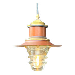 Railroadware - Insulator Light Lantern Pendant Rusted Metal Hood Chimney Cap - Pendant Lighting