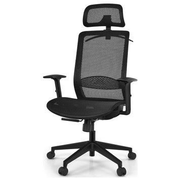 Costway Ergonomic High Back Mesh Office Chair Recliner Chair W/Hanger Black