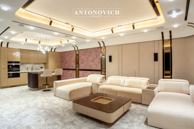 Example of a minimalist home theater design in Other
