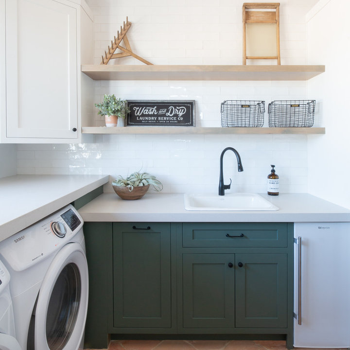 75 Laundry Room with Green Cabinets - August, 2026 ...
