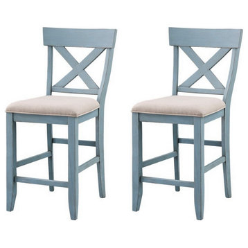 Bar Harbor Blue Counter Height Dining Chairs, Set of 2