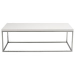 Euro Style - Teresa Rectangular Coffee Table, White Lacquer/Polished Stainless Steel - The Teresa Coffee Table in white lacquer and polished stainless steel is perfectly designed for strength and style. Slender stainless steel legs provide a sturdy, modern base, while the tabletop is large enough to accommodate remotes, magazines and beverages. The simple shape complements a wide range of styles, and is a useful addition to the living room, study or home office.