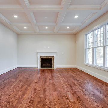 Large Living Room w/Marble Fireplace, Coffered Ceiling, Recess Lighting