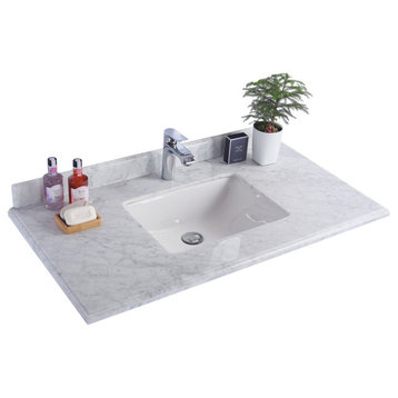 White Carrara Countertop - 42" - Single Hole with Rectangle Sink