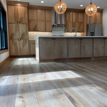 Skinny Shaker Door Kitchen in Birch Pecan Stain
