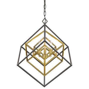 Euclid 3-Light Chandelier In Olde Brass With Bronze