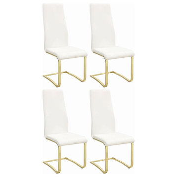 Montclair Side Chairs White and Rustic Brass, Set of 4